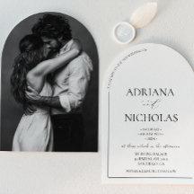 の結婚クラシック黒と白のシンプルアーチ形