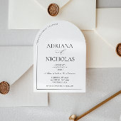 の結婚クラシック黒と白のシンプルアーチ形 招待状