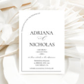 の結婚クラシック黒と白のシンプルアーチ形 招待状