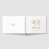 の結婚クラスエレガント金ゴールドスクリプトとホワイト ゲストブック (全面)