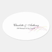 の結婚クリエイティブエレガント抽象芸術曲線（白） 楕円形シール (正面)