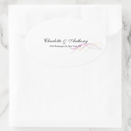 の結婚クリエイティブエレガント抽象芸術曲線（白） 楕円形シール (バッグ)