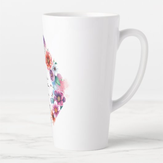 の結婚クリエイティブフローラ名カップル&日付 カフェラテマグ (右)