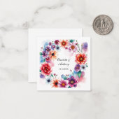 の結婚クリエイティブフローラ名カップル&日付 ノートカード (正面/裏面インサイチュ)