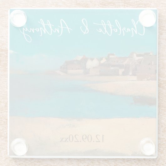 の結婚クリエイティブヴィレッジシースカイ印象派 ガラスコースター (裏面)