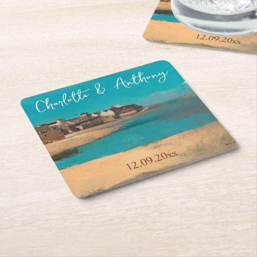 の結婚クリエイティブヴィレッジシースカイ印象派 スクエアペーパーコースター (アングル)