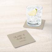 の結婚クリエイティブ書名日付 スクエアペーパーコースター (インサイチュ)