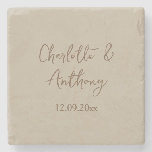 の結婚クリエイティブ書名日付 ストーンコースター (正面)
