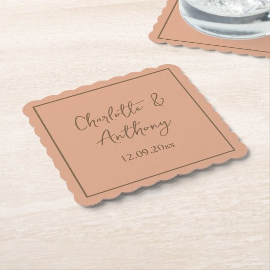 の結婚クリエイティブ書名日付 ペーパーコースター (アングル)