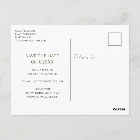 の結婚クリスマス日付はがきを保存 ポストカード (裏面)