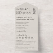 の結婚クリーム1つの招待状内のすべての日付を保存 オールインワン招待状 (内側)