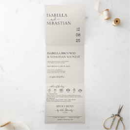 の結婚クリーム・オールイン・ワン・セット 三つ折り招待状