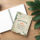 の結婚グエストブック素朴木材フローラストリングライト ノートブック