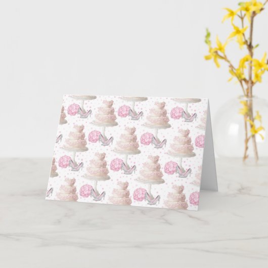 の結婚ケーキのあいさつ空白のカード カード (黄色い花)