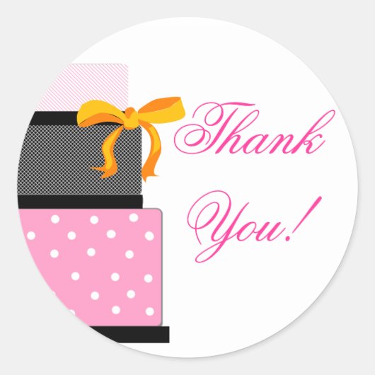 の結婚ケーキのピンクと黒 ラウンドシール (正面)