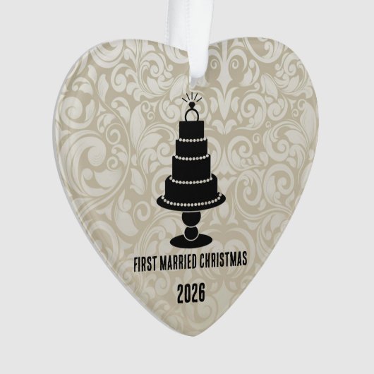 の結婚ケーキの最初のクリ結婚したスマス オーナメント (正面)