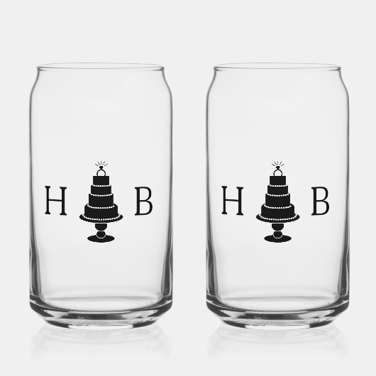 の結婚ケーキイニシャル ガラス缶 (正面)