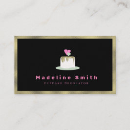 の結婚ケーキデコレータケーキロゴフェイク金ゴールド 名刺