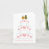 の結婚ケーキデザインの受け結婚入れ サンキューカード (正面)