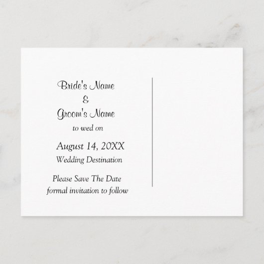 の結婚ケーキファンシーは日付カードを保存 案内ポストカード (裏面)