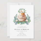 の結婚ケーキロマンチックな台本QRコード結婚s 招待状 (正面)