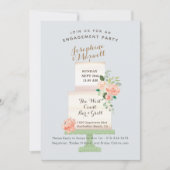 の結婚ケーキ名ウォーターカラーフローラ婚約 招待状 (正面)