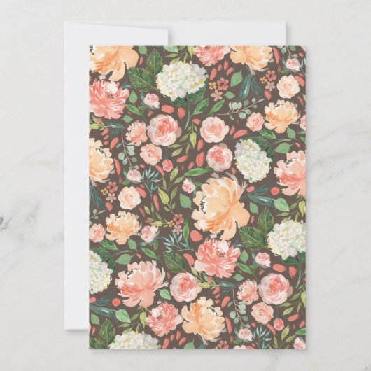 の結婚ケーキ名ウォーターカラーフローラ婚約 招待状 (裏面)