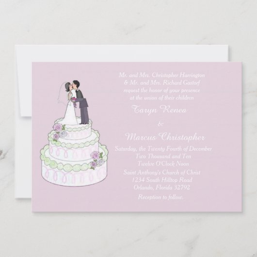 の結婚ケーキ水平5 x 7結婚式招待状 招待状 (正面)