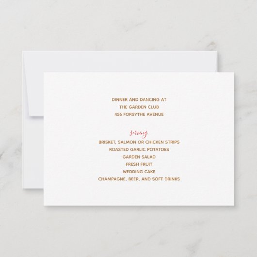 の結婚ケーキ蝶 出欠カード (裏面)