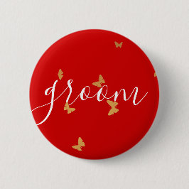 の結婚ケーキ蝶 缶バッジ