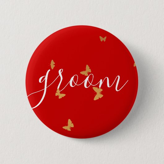 の結婚ケーキ蝶 缶バッジ (正面)