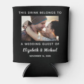 の結婚ゲストパーソナライズされたフォトブラック 缶クーラー (正面)
