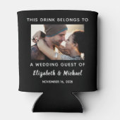 の結婚ゲストパーソナライズされたフォトブラック 缶クーラー (裏面)