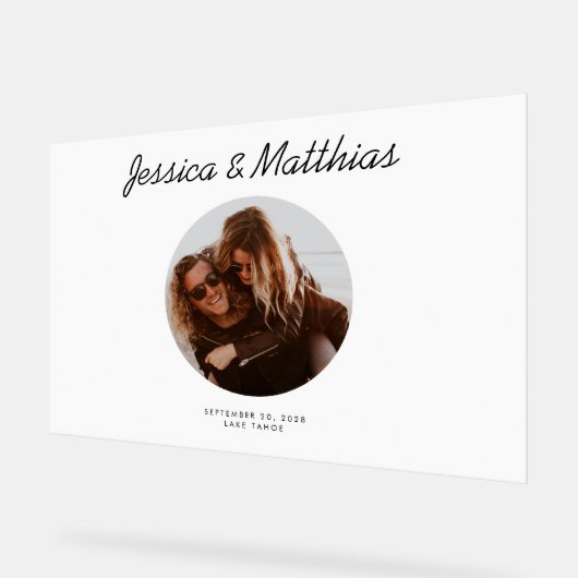 の結婚ゲストブックの代替サークルフォト アクリルサイン (傾斜)