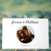 の結婚ゲストブックの代替サークルフォト アクリルサイン (ニュートラル)