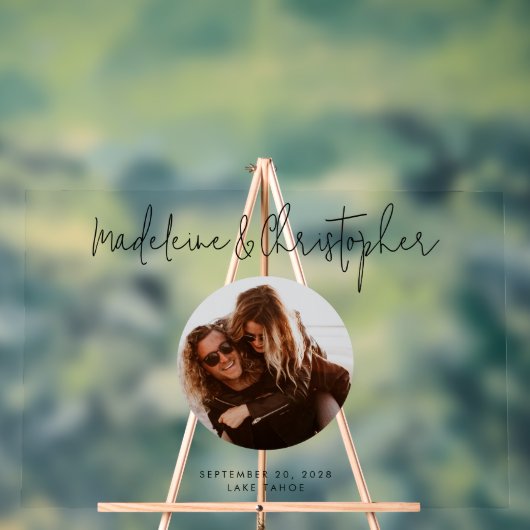 の結婚ゲストブックの代替スクリプト写真 アクリルサイン (ニュートラル)