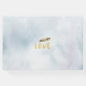 の結婚ゲストブックの水の色ボホフローラの羽 ゲストブック (裏面)