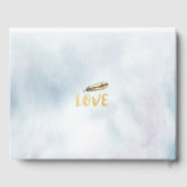 の結婚ゲストブックの水の色ボホフローラの羽 ゲストブック (裏面)