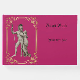 の結婚ゲストブッククラシックピンクと金ゴールド ゲストブック