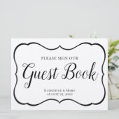 の結婚ゲストブックサインシルバーブラック (スタンド正面)