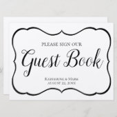 の結婚ゲストブックサインシルバーブラック (正面/裏面)