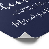 の結婚ゲストブックサインモダンスクリプトNavy Blue ポスター (角)