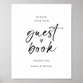 の結婚ゲストブックサインモダンミニマルおもしろい ポスター