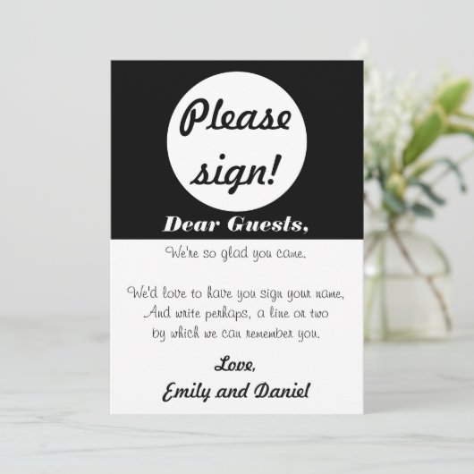 の結婚ゲストブックサイン白黒水玉模様 (スタンド正面)
