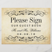 の結婚ゲストブックサイン |ヴィンテージ (正面)