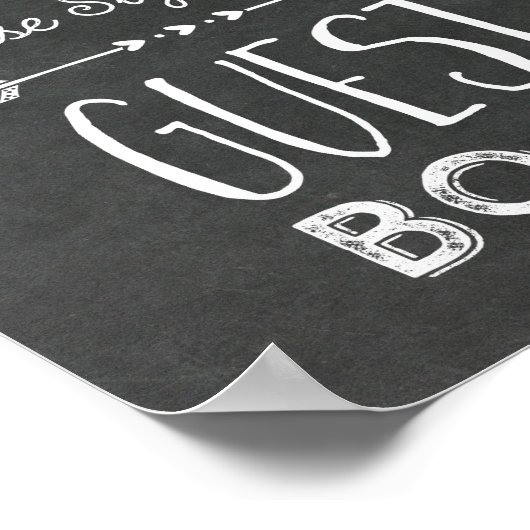 の結婚ゲストブックサインChalkboardハート矢印 ポスター (角)