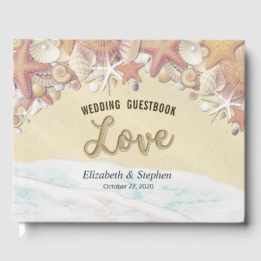 の結婚ゲストブックサマービーチヒトデ貝 ゲストブック (正面)