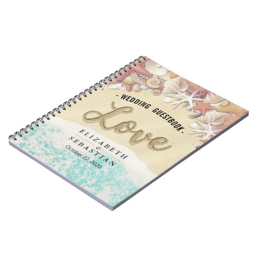 の結婚ゲストブックサマービーチヒトデ貝 ノートブック (左側)