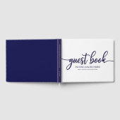 の結婚ゲストブックシックなネイビーブルー書道 ゲストブック (全面)