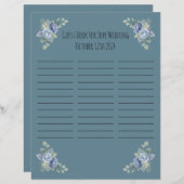 の結婚ゲストブックシート (正面/裏面)